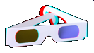 Anaglyphen 3D Brille, Pappe rot/cyan